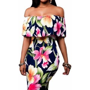 Off the shoulder maxi dress floral print